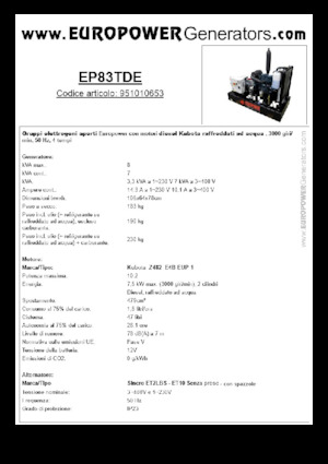 Дизелови генератори Europower EP83TDE (S)