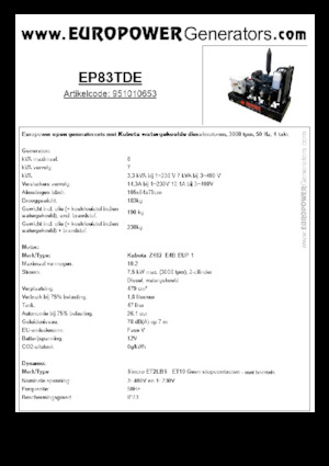 Дизелови генератори Europower EP83TDE (S)