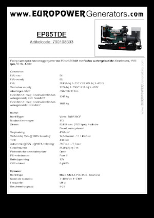Дизелови генератори Europower EP85TDE (MA)