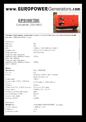 Дизелови генератори Europower EPS100TDE (LS)