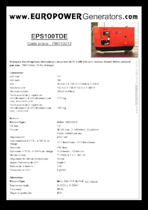 Дизелови генератори Europower EPS100TDE (MA)