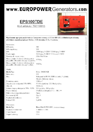 Дизелови генератори Europower EPS100TDE (MA)