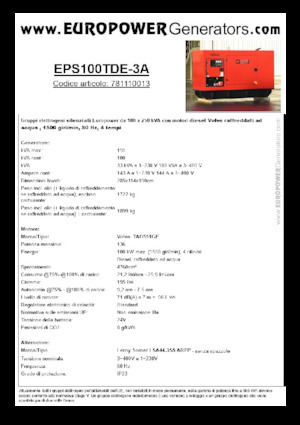 Дизелови генератори Europower EPS100TDE-3A (LS)