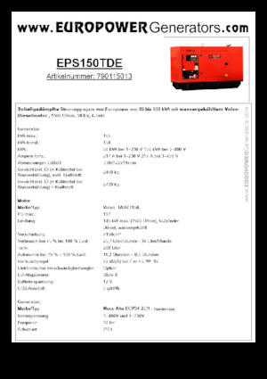 Дизелови генератори Europower EPS150TDE (MA)