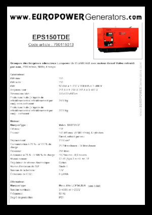 Дизелови генератори Europower EPS150TDE (MA)