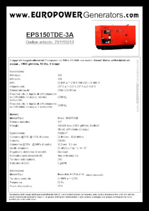 Дизелови генератори Europower EPS150TDE-3A (MA)
