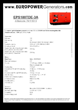 Дизелови генератори Europower EPS180TDE-3A (MA)