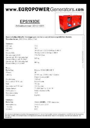 Дизелови генератори Europower EPS193DE (S)