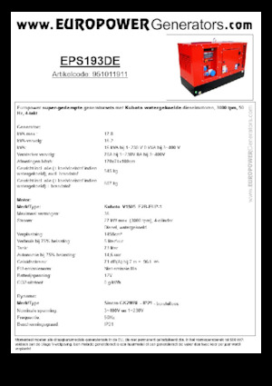 Дизелови генератори Europower EPS193DE (S)