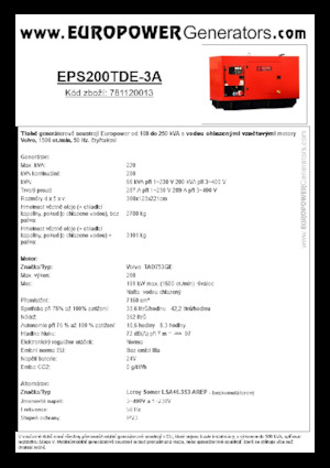 Дизелови генератори Europower EPS200TDE-3A (LS)