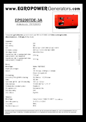 Дизелови генератори Europower EPS200TDE-3A (LS)