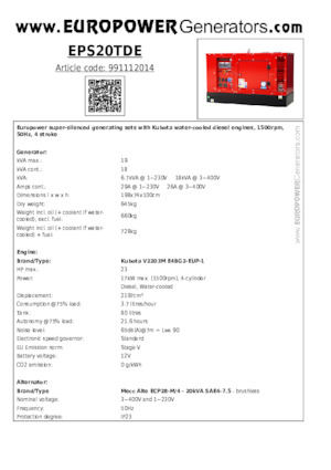 Дизелови генератори Europower EPS20TDE (MA)