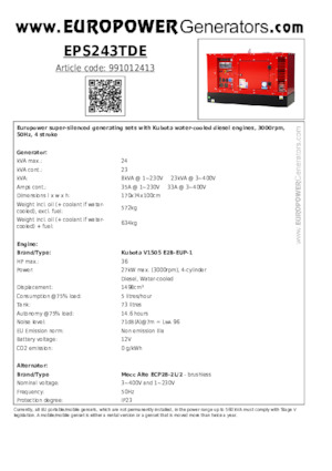 Дизелови генератори Europower EPS243TDE (MA)