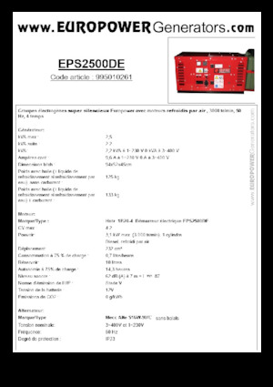 Дизелови генератори Europower EPS2500DE (MA)