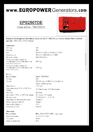 Дизелови генератори Europower EPS250TDE (MA)