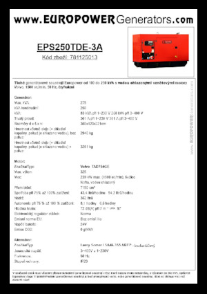 Дизелови генератори Europower EPS250TDE-3A (LS)