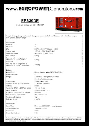 Дизелови генератори Europower EPS30DE (MA)