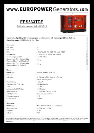 Дизелови генератори Europower EPS333TDE (MA)
