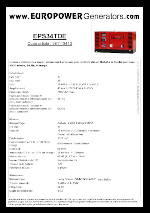 Дизелови генератори Europower EPS34TDE (LS)