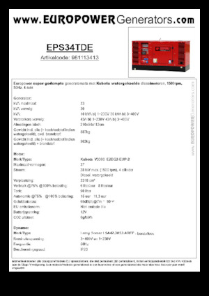 Дизелови генератори Europower EPS34TDE (LS)