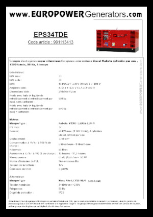Дизелови генератори Europower EPS34TDE (MA)