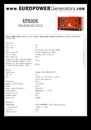 Дизелови генератори Europower EPS3DE (S)
