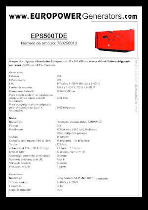 Дизелови генератори Europower EPS500TDE (LS)