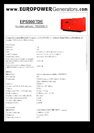 Дизелови генератори Europower EPS500TDE (LS)