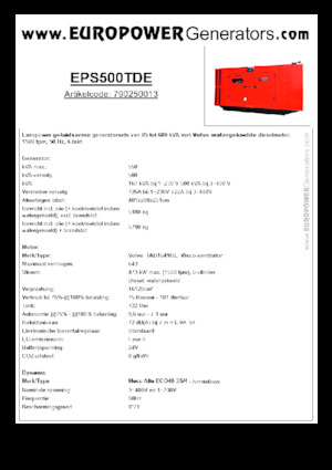 Дизелови генератори Europower EPS500TDE (MA)