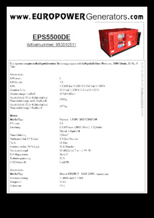 Дизелови генератори Europower EPS5500DE (S)