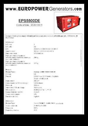 Дизелови генератори Europower EPS5500DE (S)