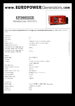 Дизелови генератори Europower EPS6000DE (S)