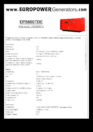 Дизелови генератори Europower EPS600TDE (LS)