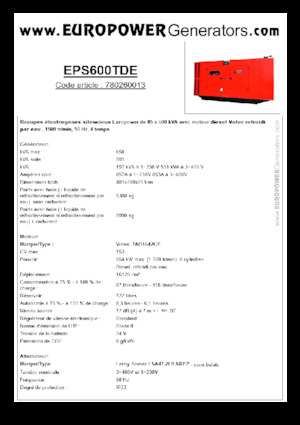 Дизелови генератори Europower EPS600TDE (LS)