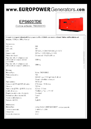 Дизелови генератори Europower EPS600TDE (LS)