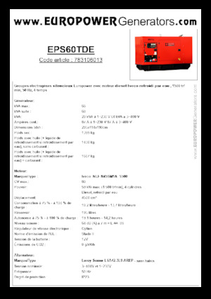 Дизелови генератори Europower EPS60TDE (LS)
