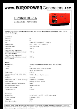 Дизелови генератори Europower EPS60TDE-3A (LS)