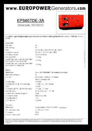 Дизелови генератори Europower EPS60TDE-3A (LS)
