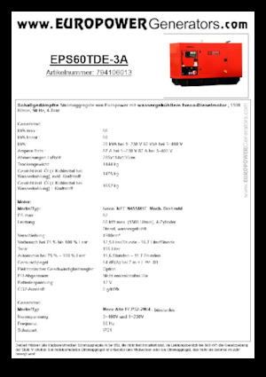 Дизелови генератори Europower EPS60TDE-3A (MA)