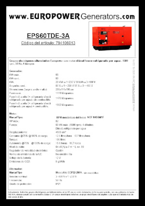 Дизелови генератори Europower EPS60TDE-3A (MA)