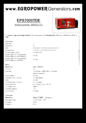 Дизелови генератори Europower EPS7000TDE (S)