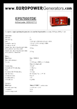 Дизелови генератори Europower EPS7000TDE (S)