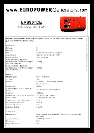 Дизелови генератори Europower EPS85TDE (LS)