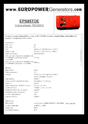 Дизелови генератори Europower EPS85TDE (LS)