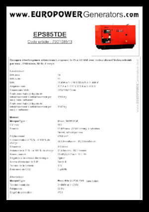 Дизелови генератори Europower EPS85TDE (MA)