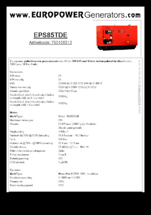 Дизелови генератори Europower EPS85TDE (MA)