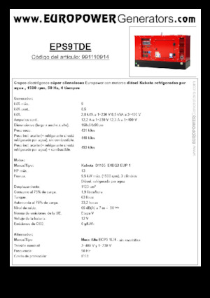 Дизелови генератори Europower EPS9TDE (MA)