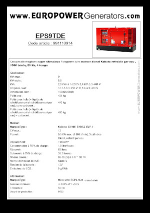 Дизелови генератори Europower EPS9TDE (MA)