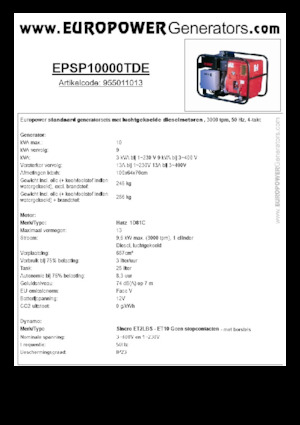 Дизелови генератори Europower EPSP10000TDE (S)