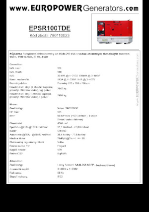 Дизелови генератори Europower EPSR100TDE (LS)